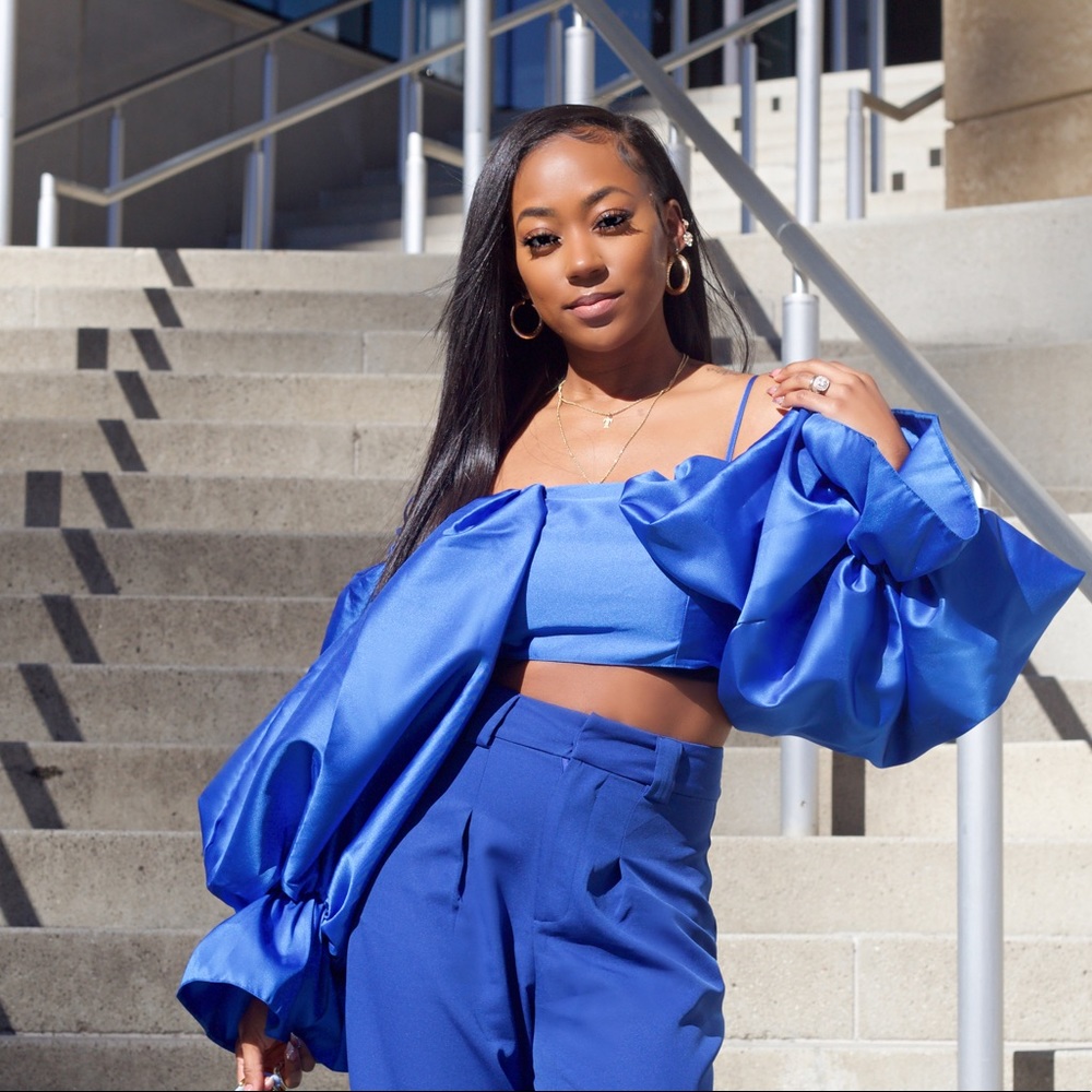 Drama Sleeve Structuted Satin Top